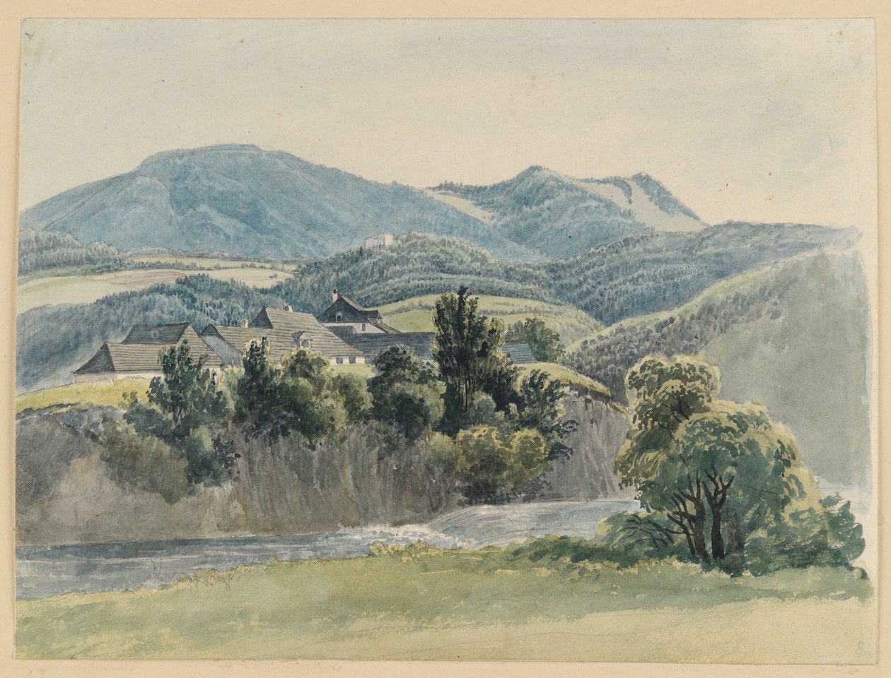 Paysage fluvial et montagneux près de Glocknitz - Johann Christoph Erhard