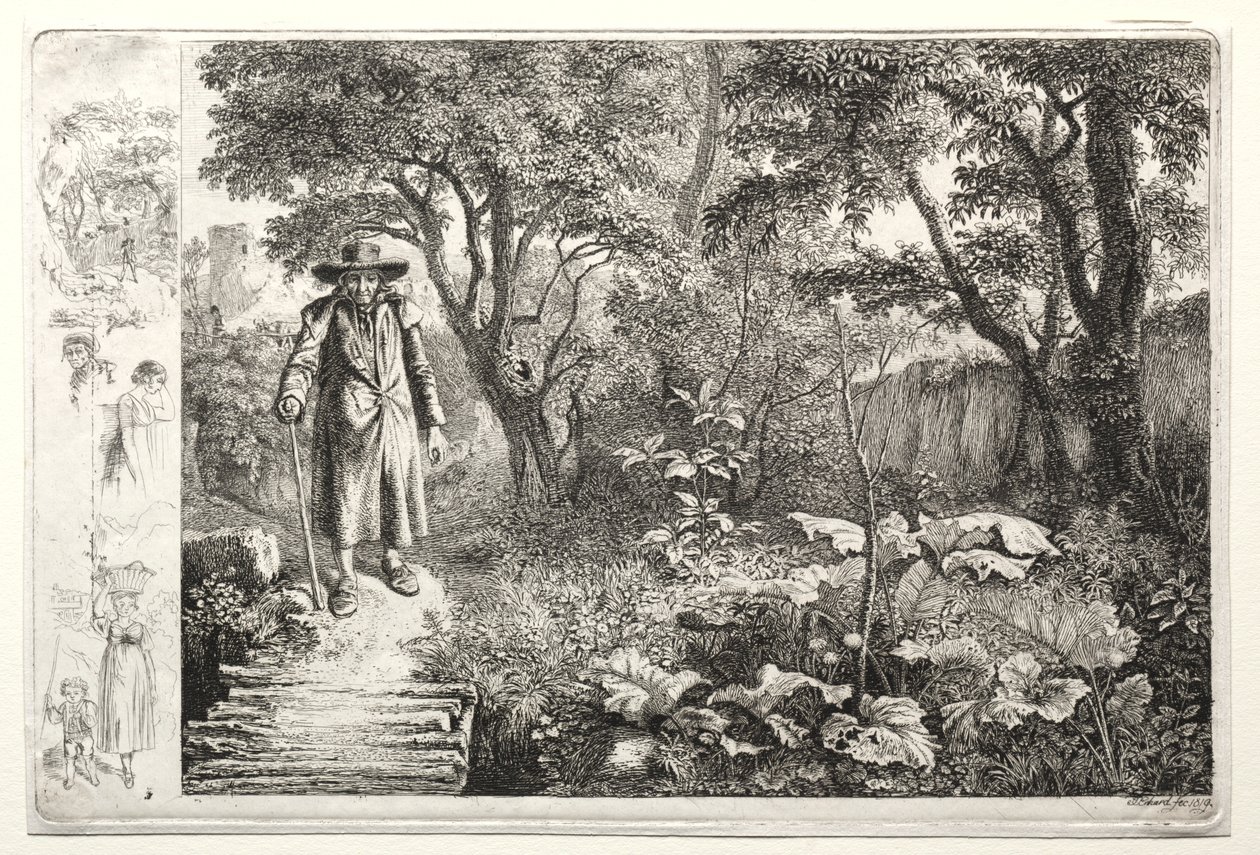 Le vieil homme devant le pont de rondins Der Alte vor den Knuppelsteg, 1819 - Johann Christoph Erhard