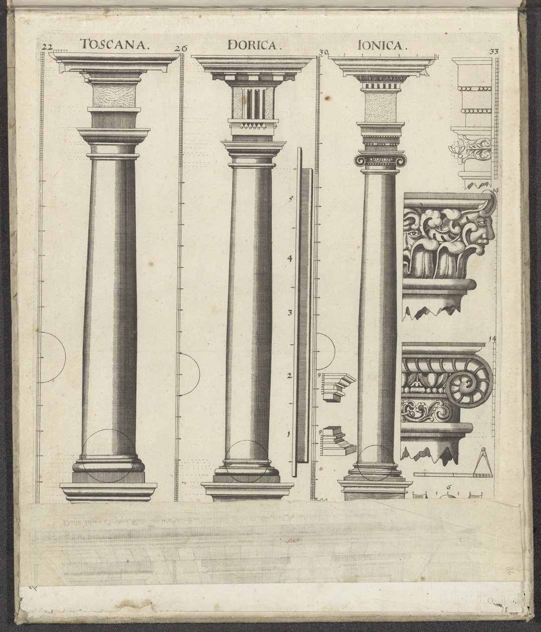 Trois colonnes des ordres toscan, dorique et ionique - Johann Christoph Feinlein