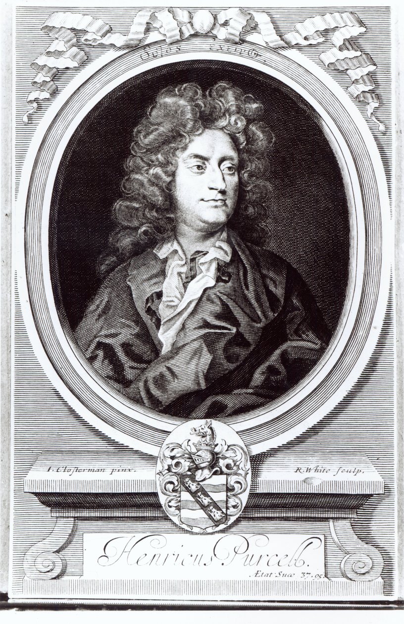Portrait de Henry Purcell (1659-95), compositeur anglais, gravé par R. White, 1695 - Johann Closterman