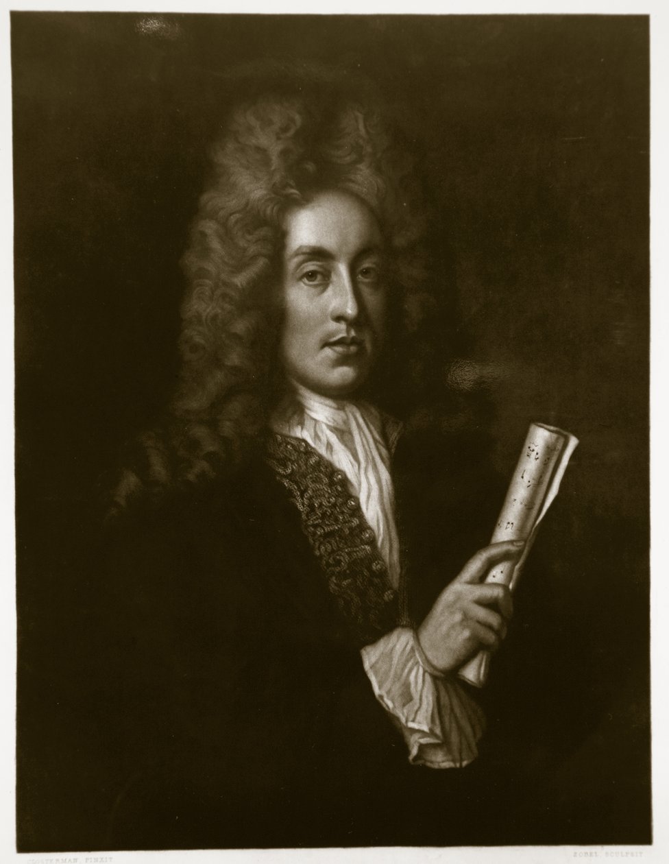 Portrait de Henry Purcell (1659-95) gravé par George J. Zobel (1810-81) - Johann Closterman