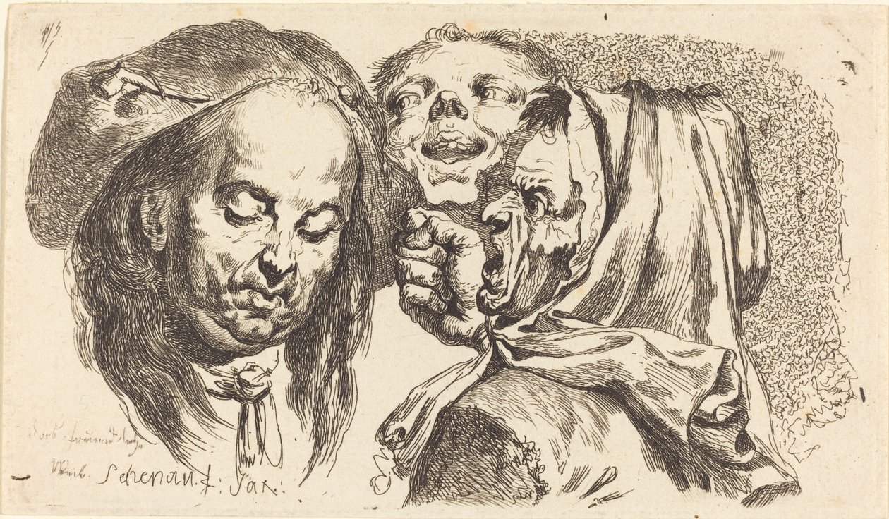 Vieille femme grondant un homme - Johann Eleazar Schenau