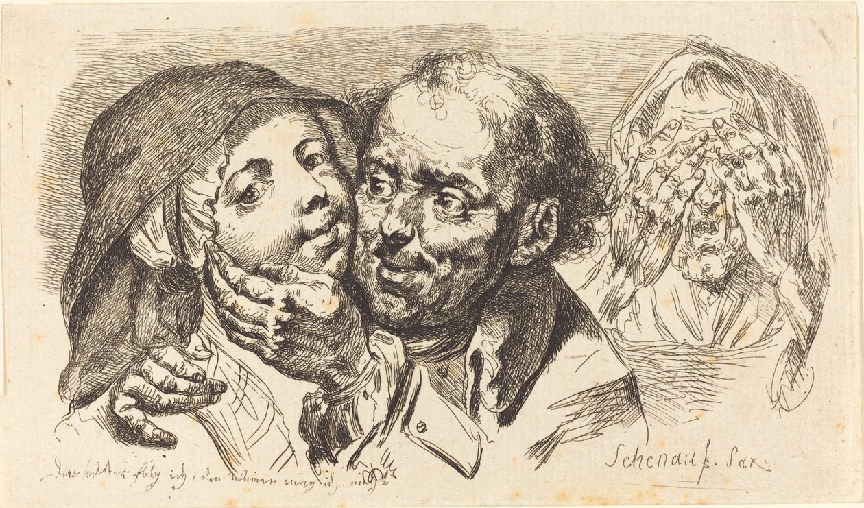 Jeune femme embrassée par un homme plus âgé - Johann Eleazar Schenau