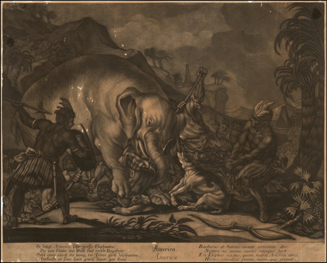 Ca. 1770 mezzotinte allégorique de l