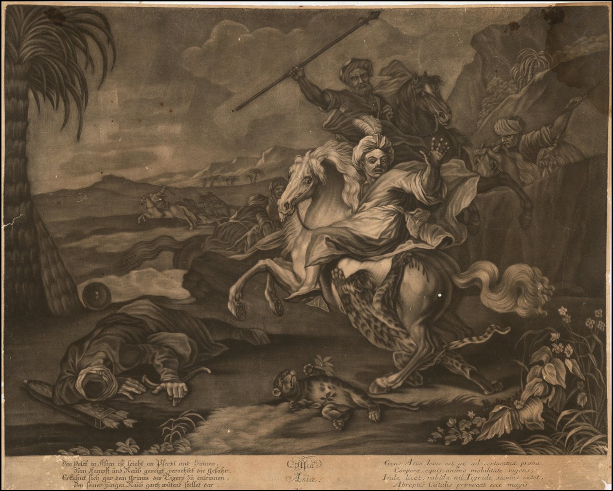 Ca. 1770 mezzotinte allégorique de l