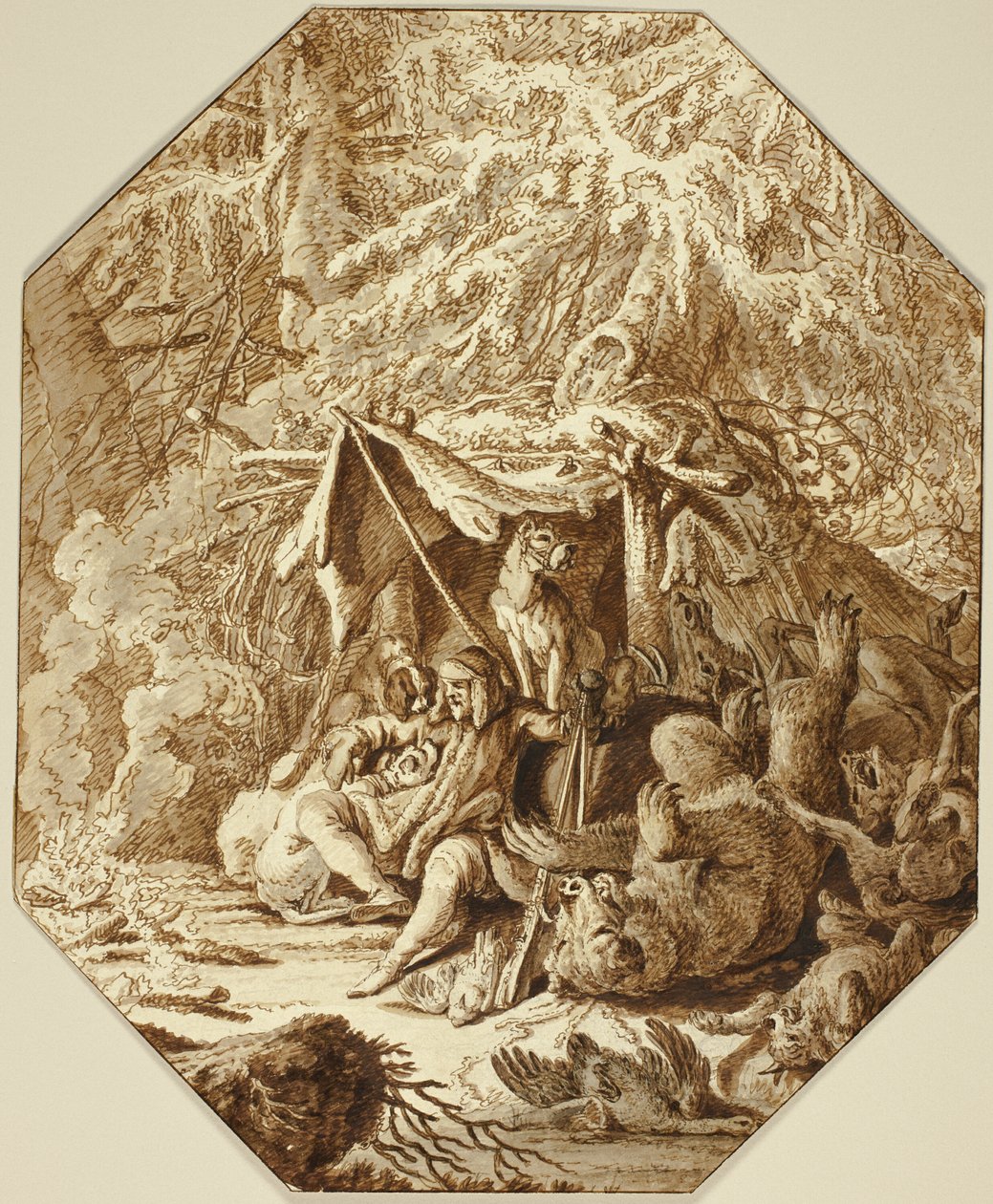 Le chasseur audacieux, endurant en hiver - Johann Elias Ridinger