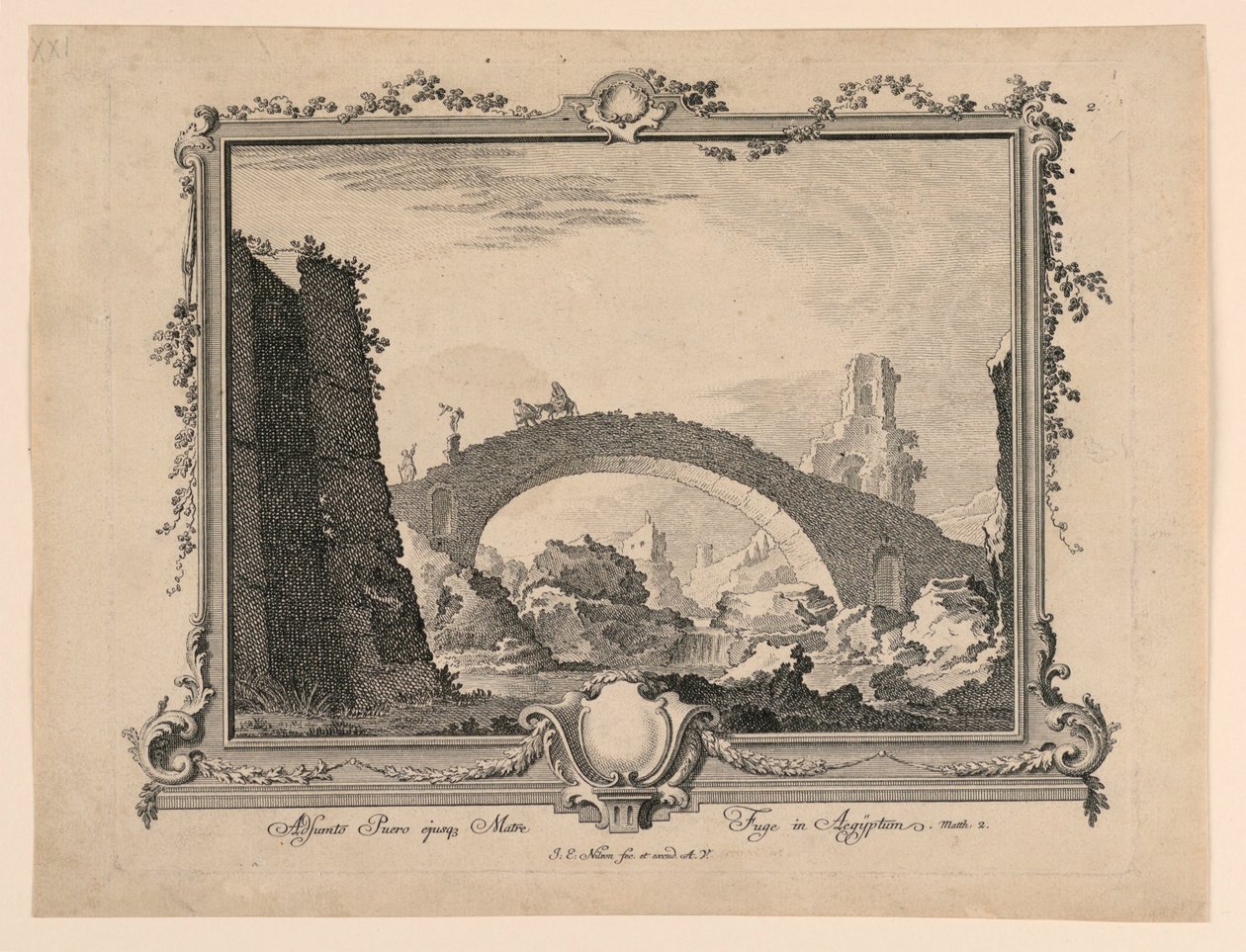 Adsumto Puero Ejusq Matre Fuge in Aegyptum - Johann Esaias Nilson