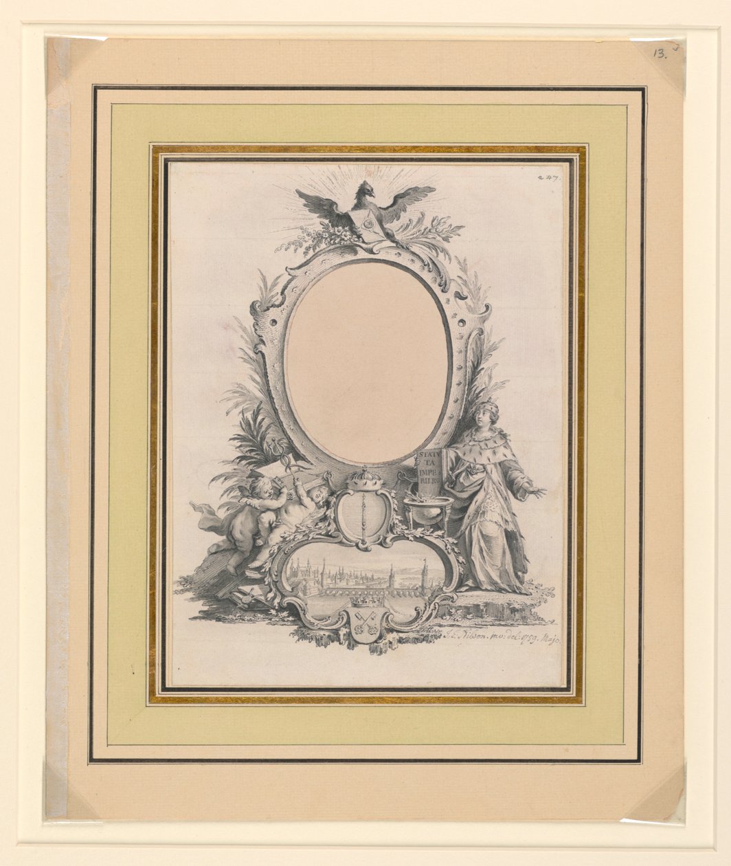 Conception pour le Cadre du Portrait de Frédéric V, Roi du Danemark - Johann Esais Nilson