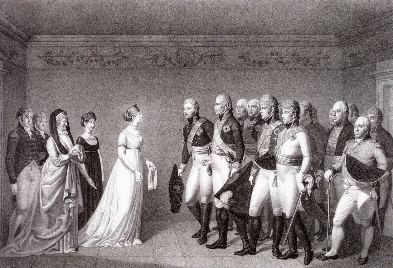 La rencontre entre Louise de Prusse et le prince héritier Alexandre de Russie à Memel, 1805 - Johann Friedrich Bolt