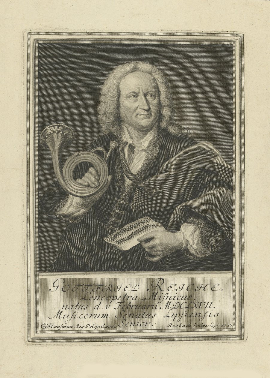 Portrait du trompettiste et compositeur Gottfried Reiche 1667-1734, 1727 - Johann Friedrich Rosbach