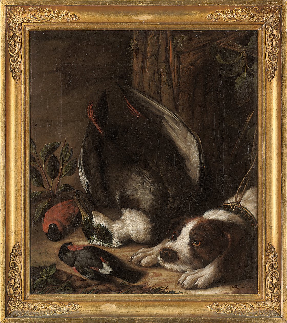 Un chien de chasse et sa proie, 1768 - Johann Friedrich von Grooth