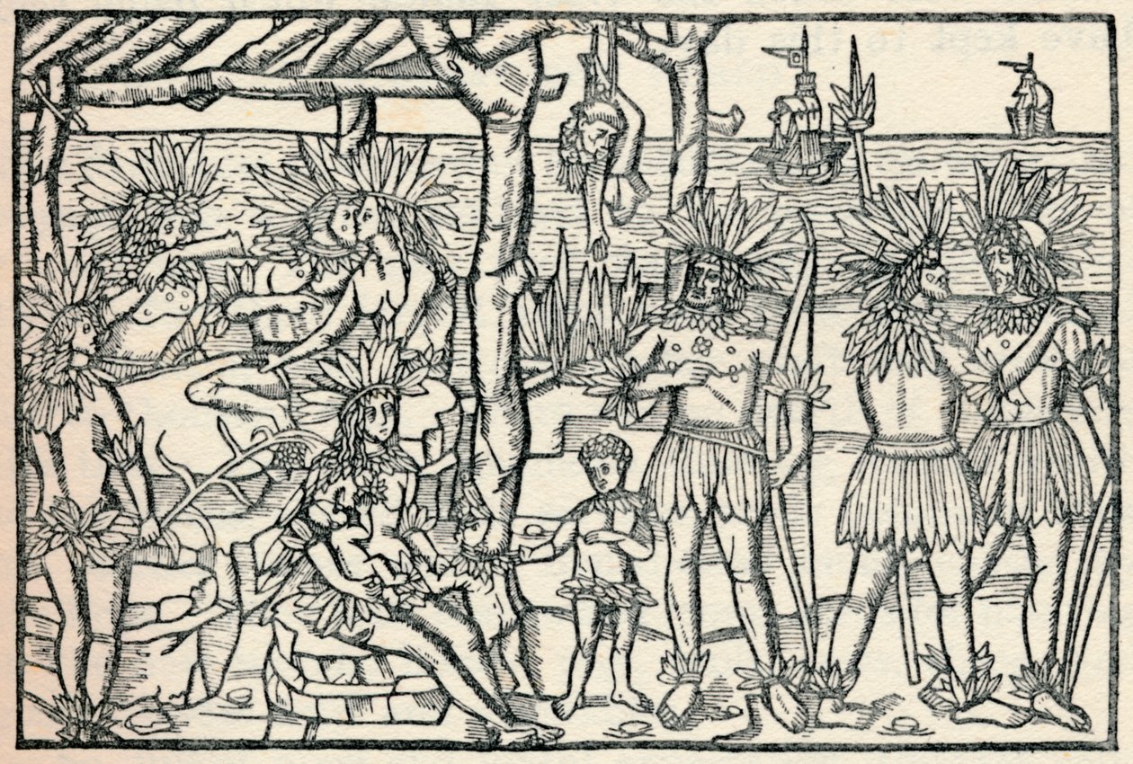 La première représentation du peuple du Nouveau Monde, 1505, 1912 - Johann Froschauer