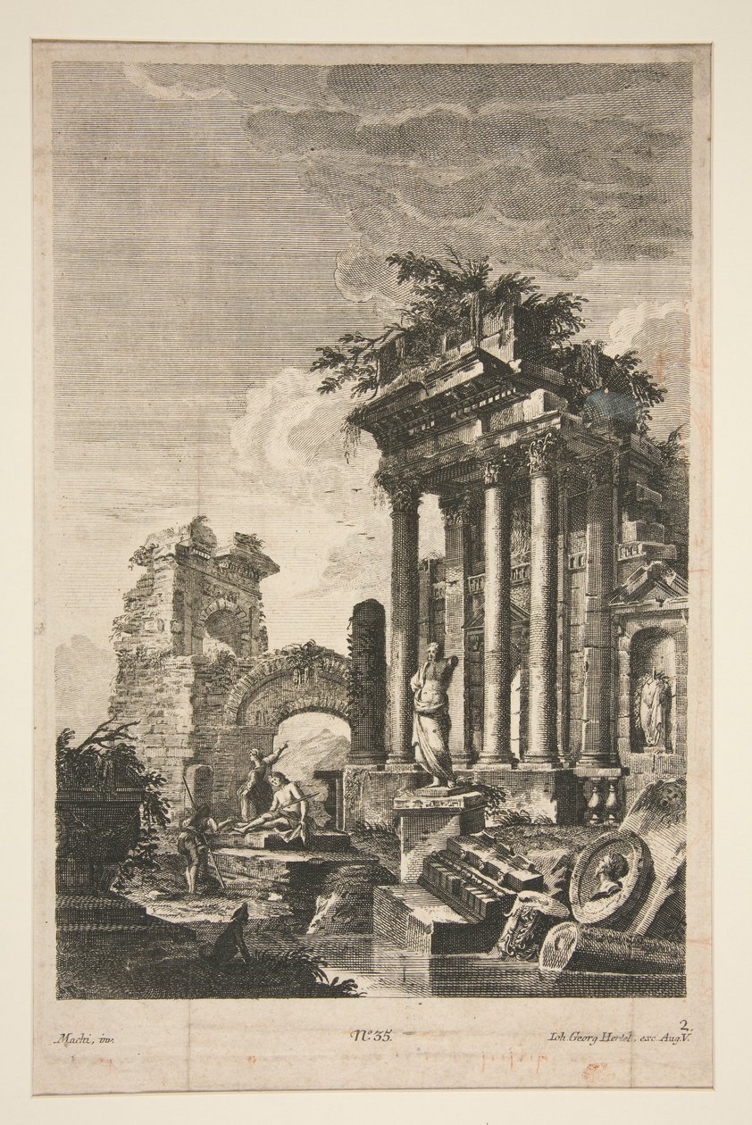 Capriccio avec ruines romaines - Johann Georg Hertel