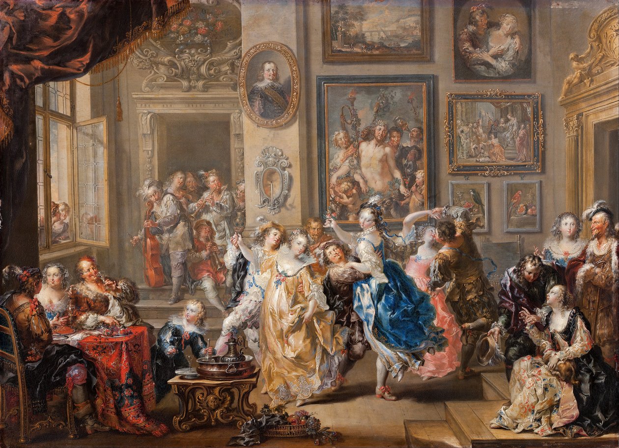 Scène de danse avec intérieur de palais - Johann Georg Platzer