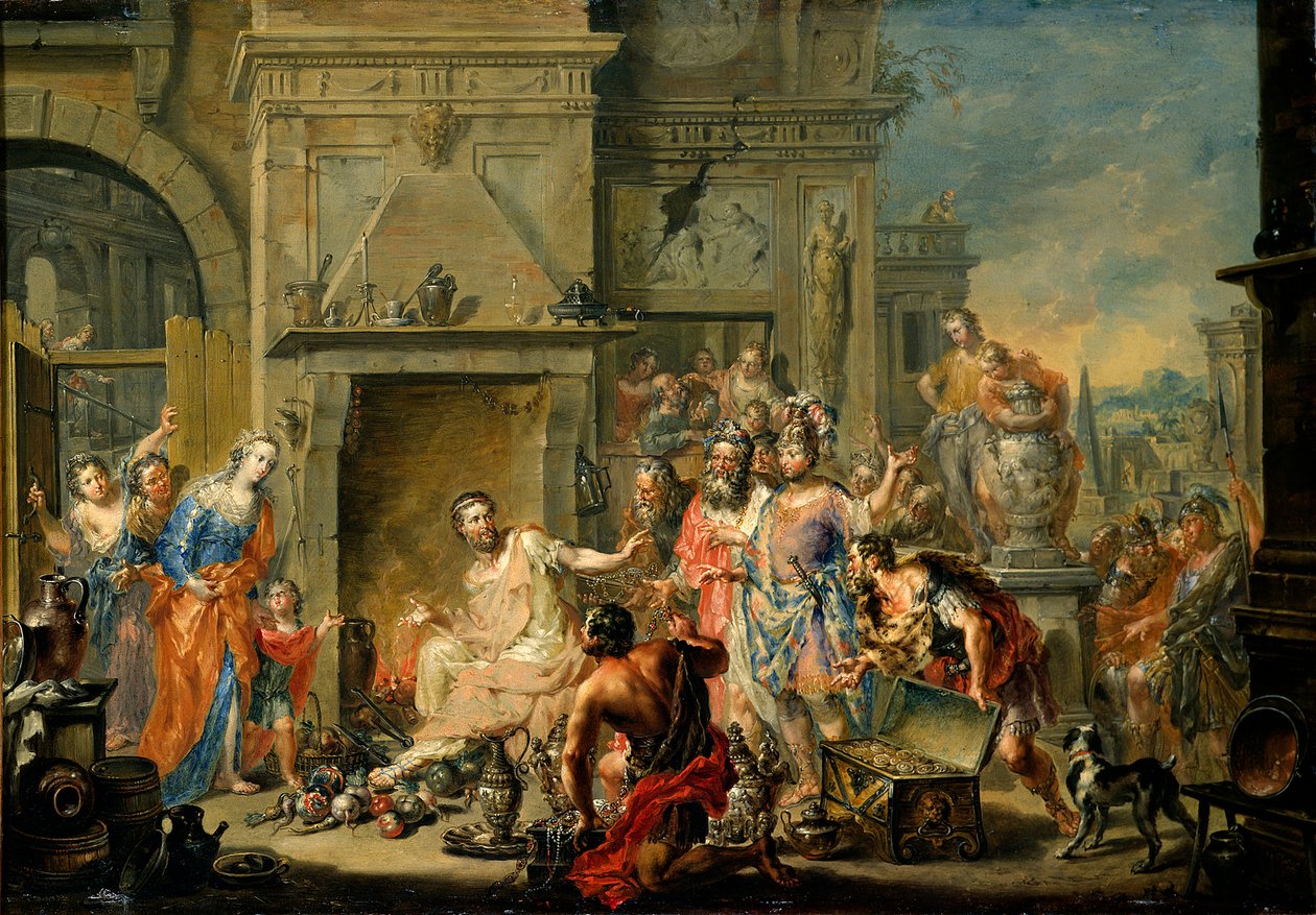 Manius Curius Dentatus refusant les présents des Samnites - Johann Georg Platzer