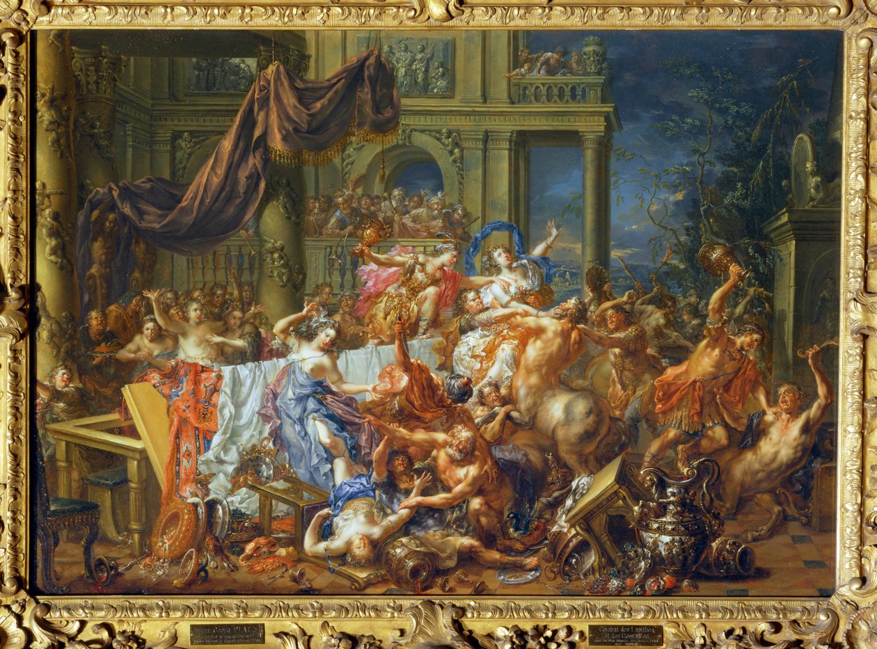 La bataille entre les centaures et les Lapiths, une tribu légendaire de Thassalia ... - Johann Georg Platzer