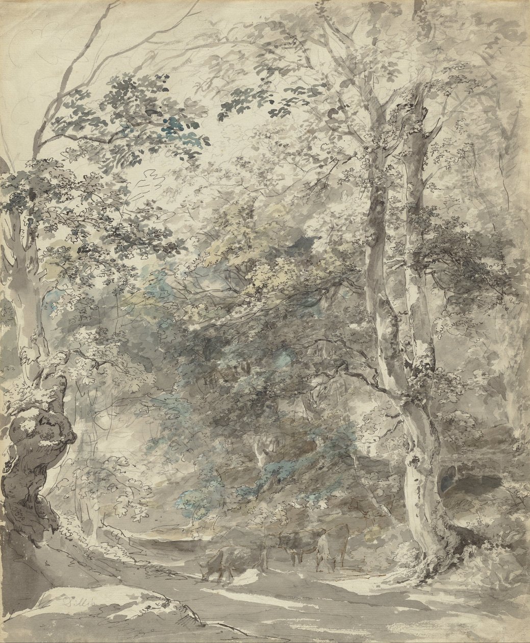 Paysage boisé avec vaches - Johann Georg von Dillis