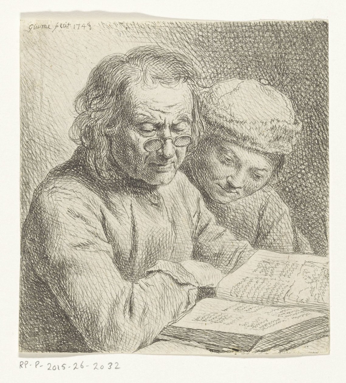 Homme et garçon lisant un livre - Johann Gottlieb Glume