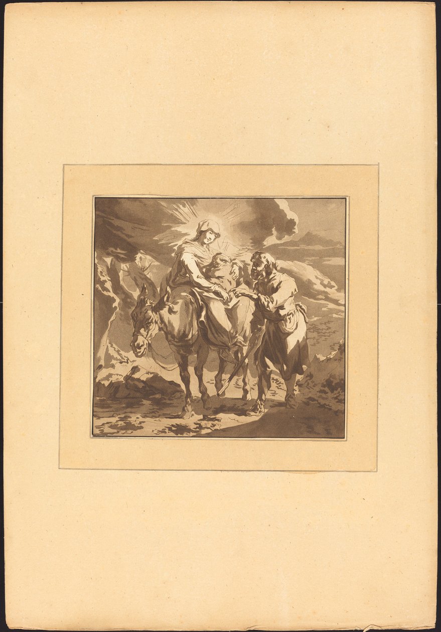 La fuite en Égypte - Johann Gottlieb Prestel after Nicolaes Pietersz Berchem