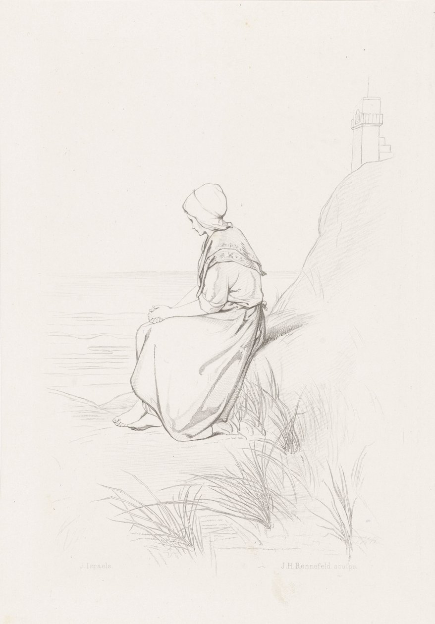Fille dans les dunes - Johann Heinrich Maria Hubert Rennefeld