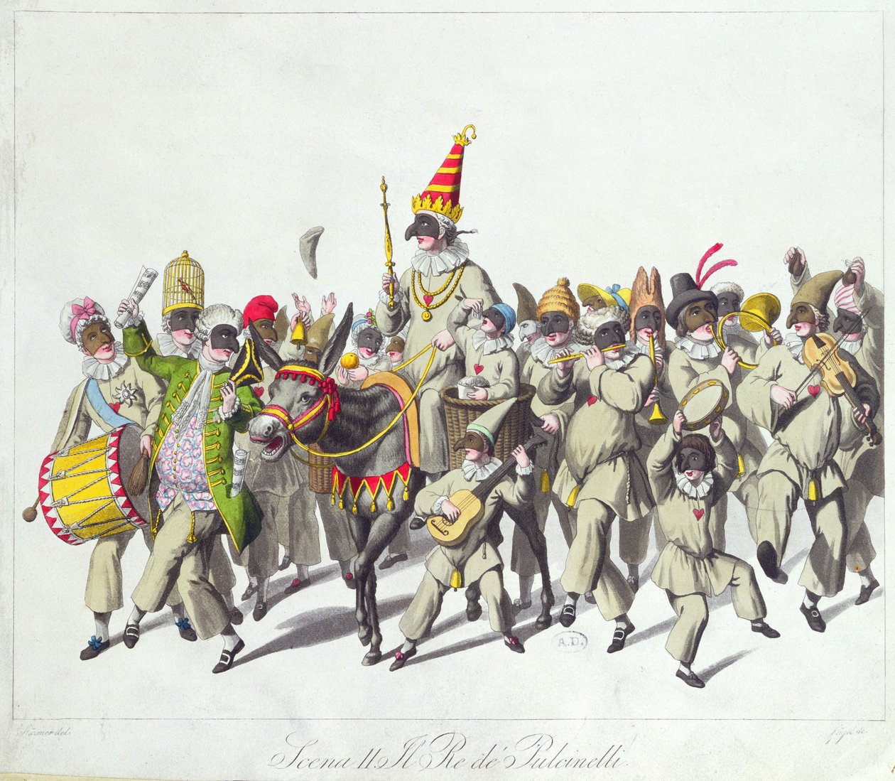 Procession du roi Punch pendant le carnaval romain, début du 19ème siècle - Johann Heinrich Stuermer