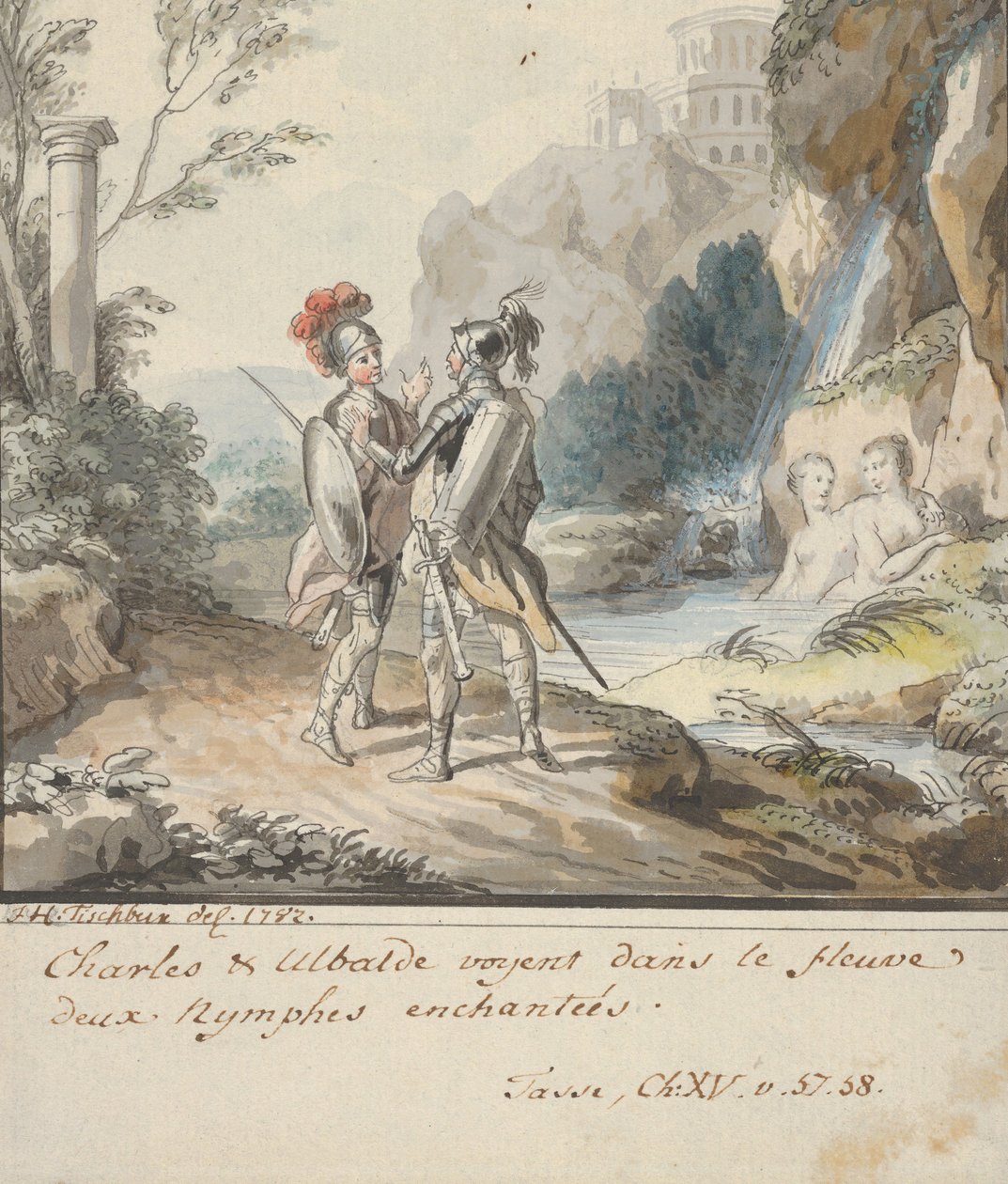 Carlo et Ubaldo résistant aux enchantements des nymphes d