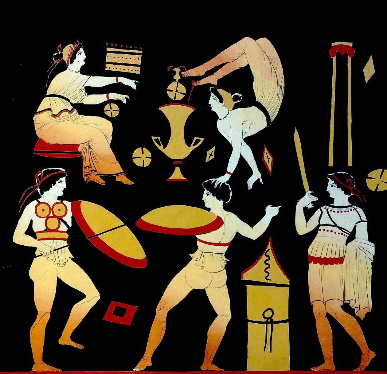 Acrobates et trois hommes exécutant la danse de guerre Pyrrhichios ou Pyrrhike vers 1796 - Johann Heinrich Wilhelm Tischbein