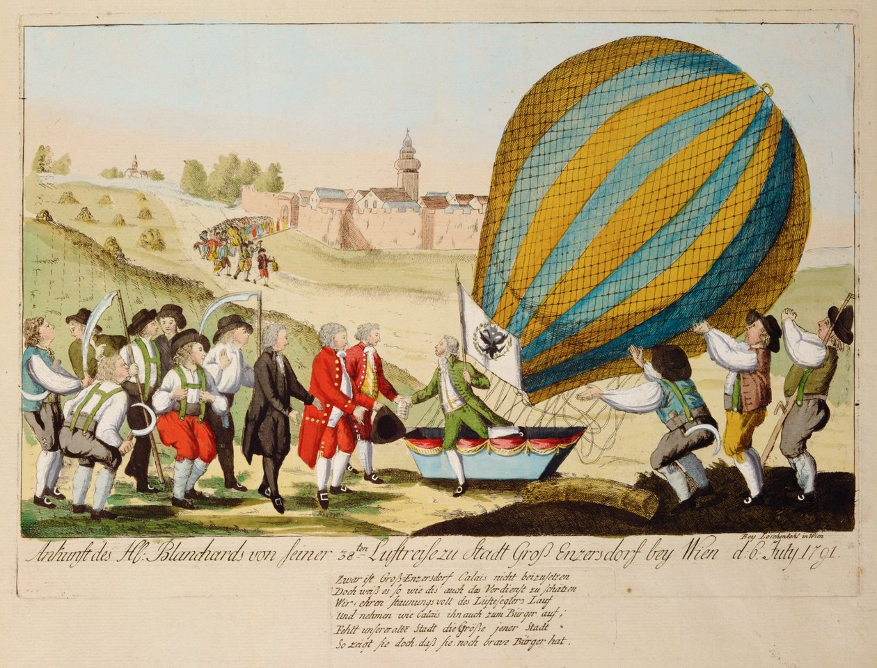Retour de M. Blanchard de son 38e voyage aérien ... (gravure) - Johann Hieronymus Loeschenkohl