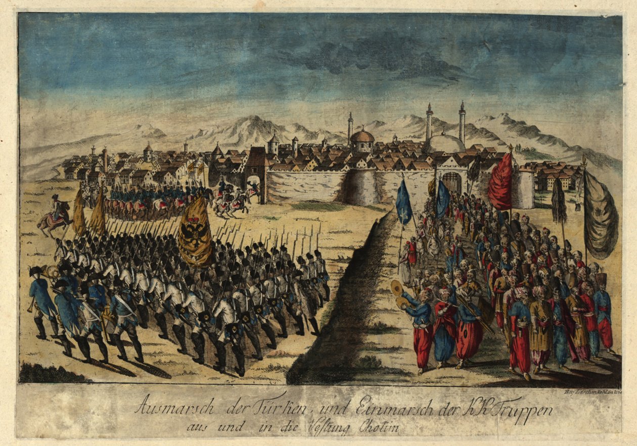Reddition de la forteresse de Khotyn le 29 septembre 1788 - Johann Hieronymus Loeschenkohl