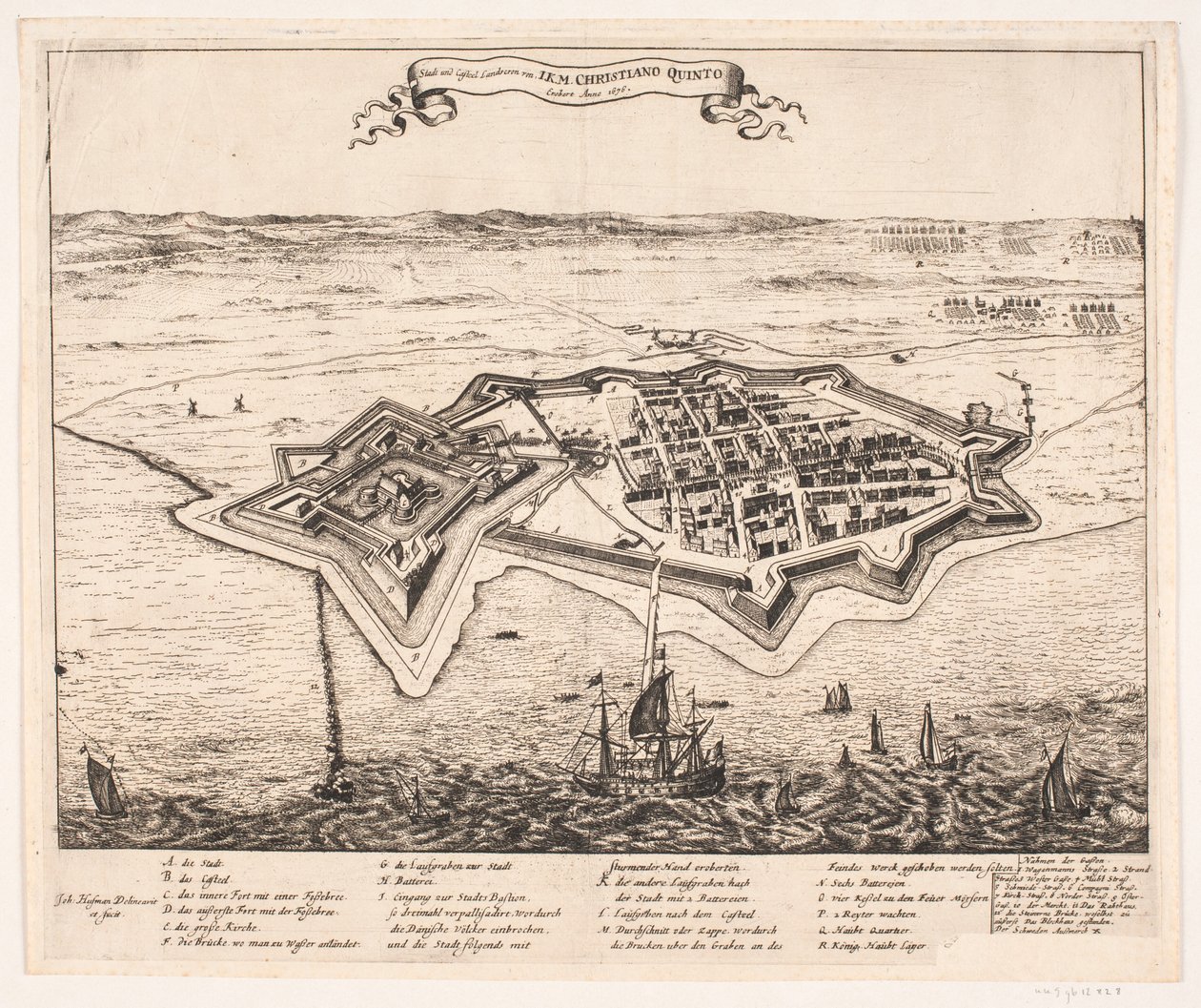 Ville et château de Landscron conquis par I.K.M Christiano Quinto en 1676 - Johann Husman
