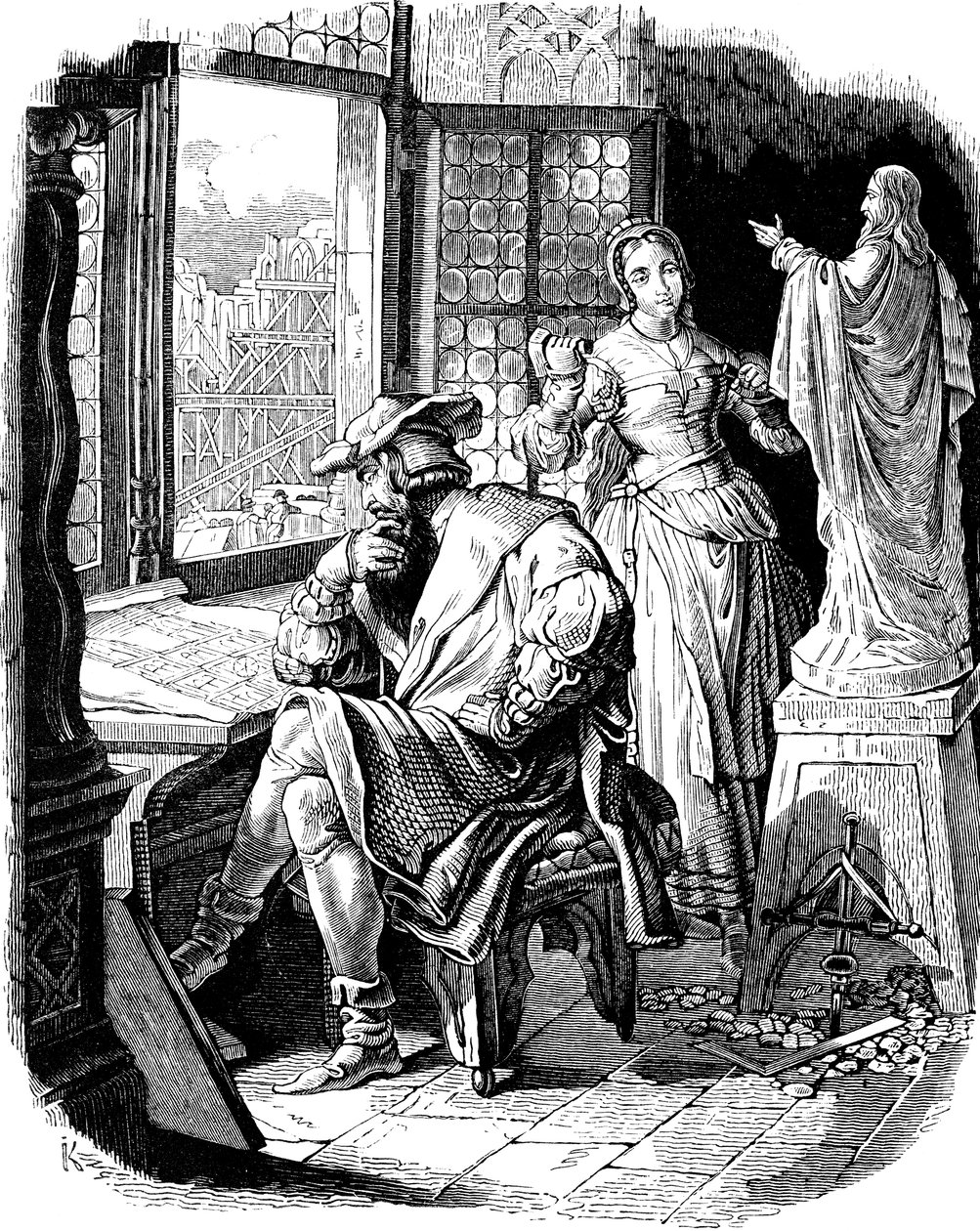 Architecte Erwin von Steinbach avec sa fille Sabina Illustration de l