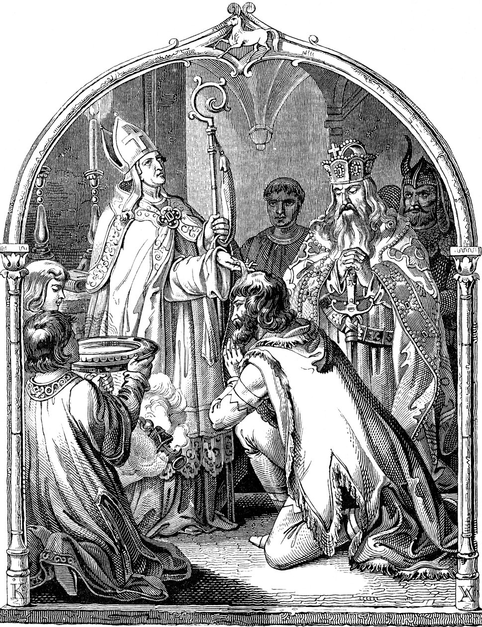 Baptême du chef saxon Widukind Illustration de l