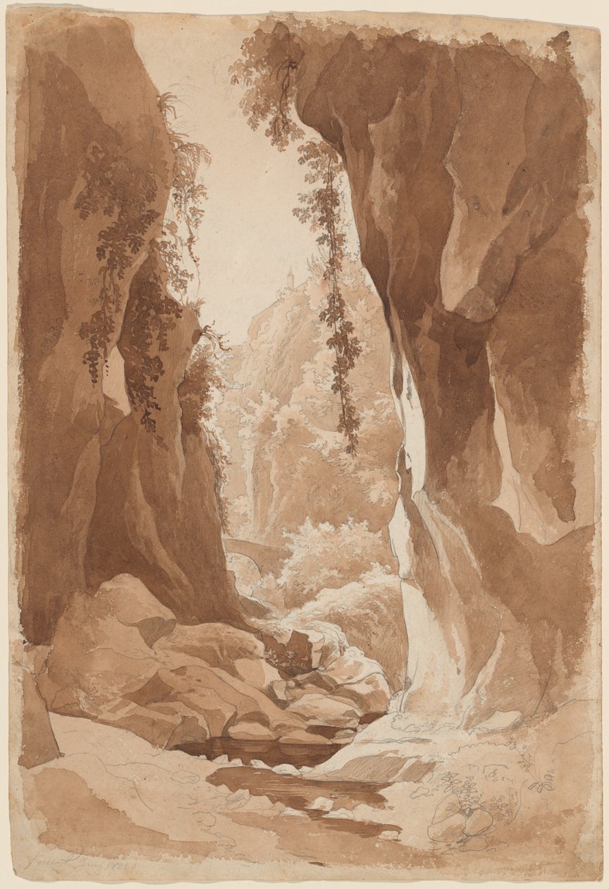 Falaises surplombant une gorge fluviale près de Sorrente - Johann Joachim Faber