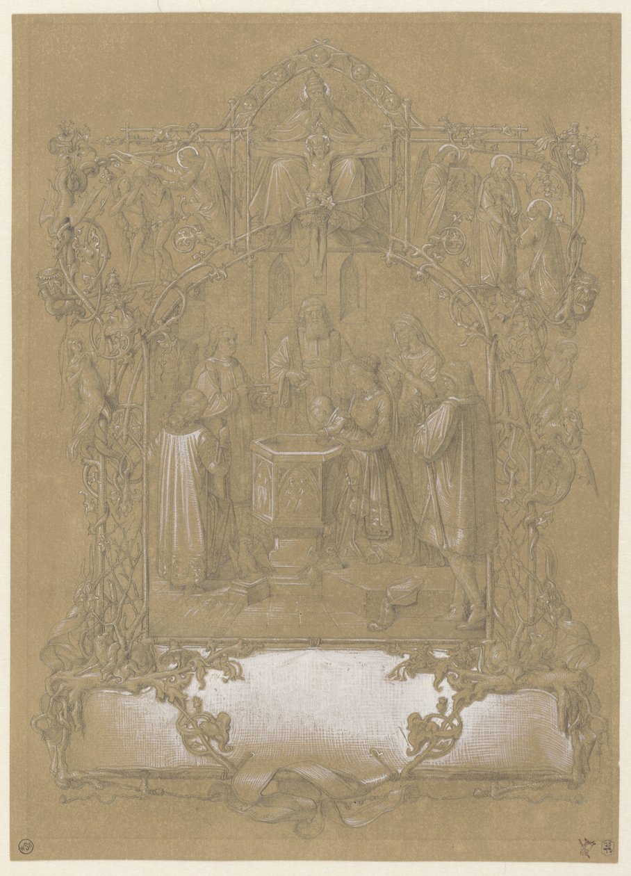 Projet pour une carte de baptême - Johann Klein (attributed to)