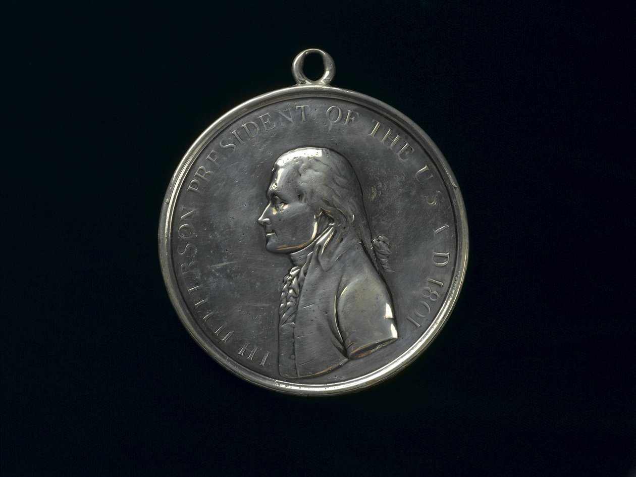 Médaille de paix indienne de Thomas Jefferson, vers 1801 (argent) - Johann Mathias Reich