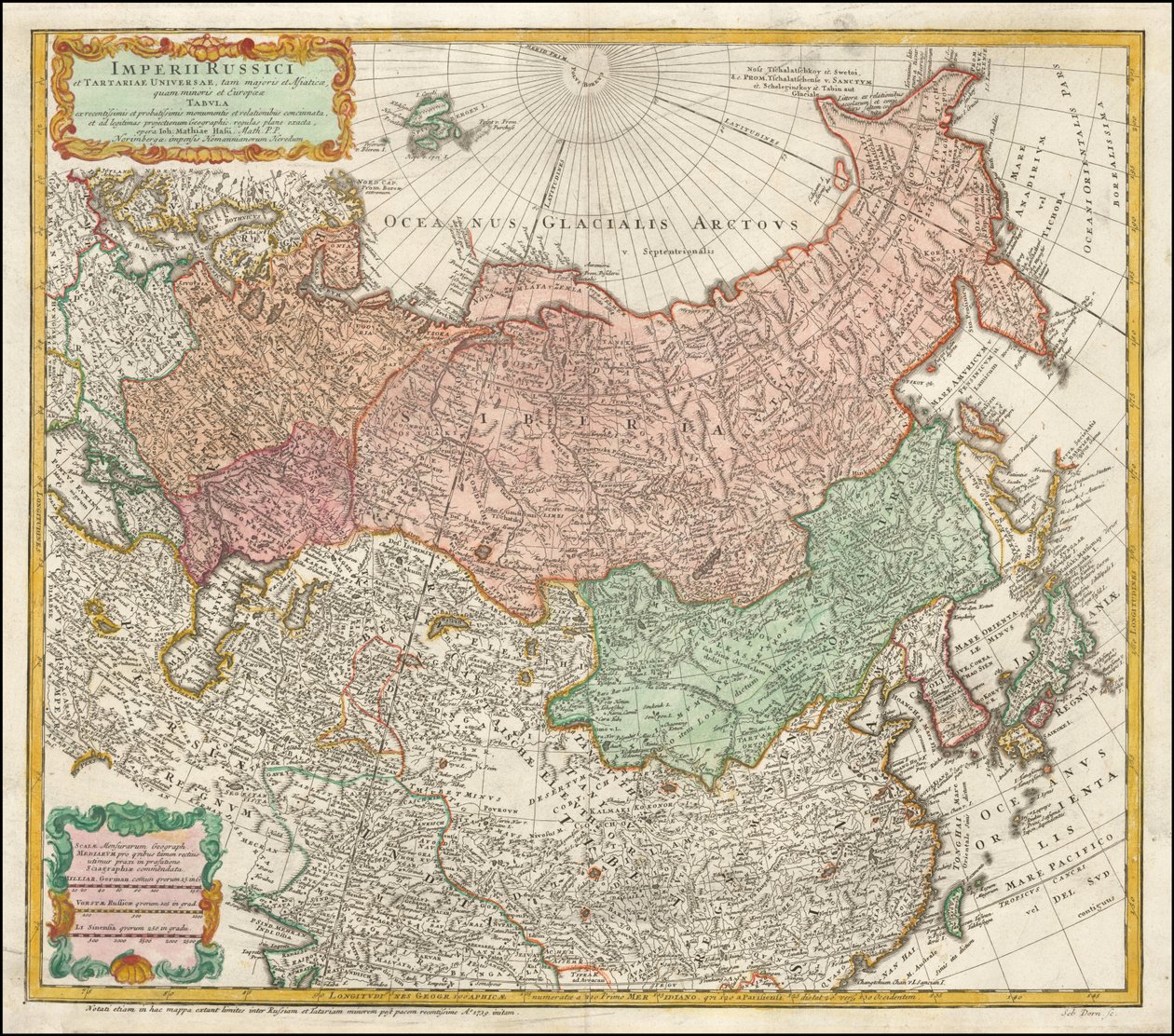 Carte de 1730 de la Russie et de la Tartarie par Johann Matthias Hase - Johann Matthias Hase