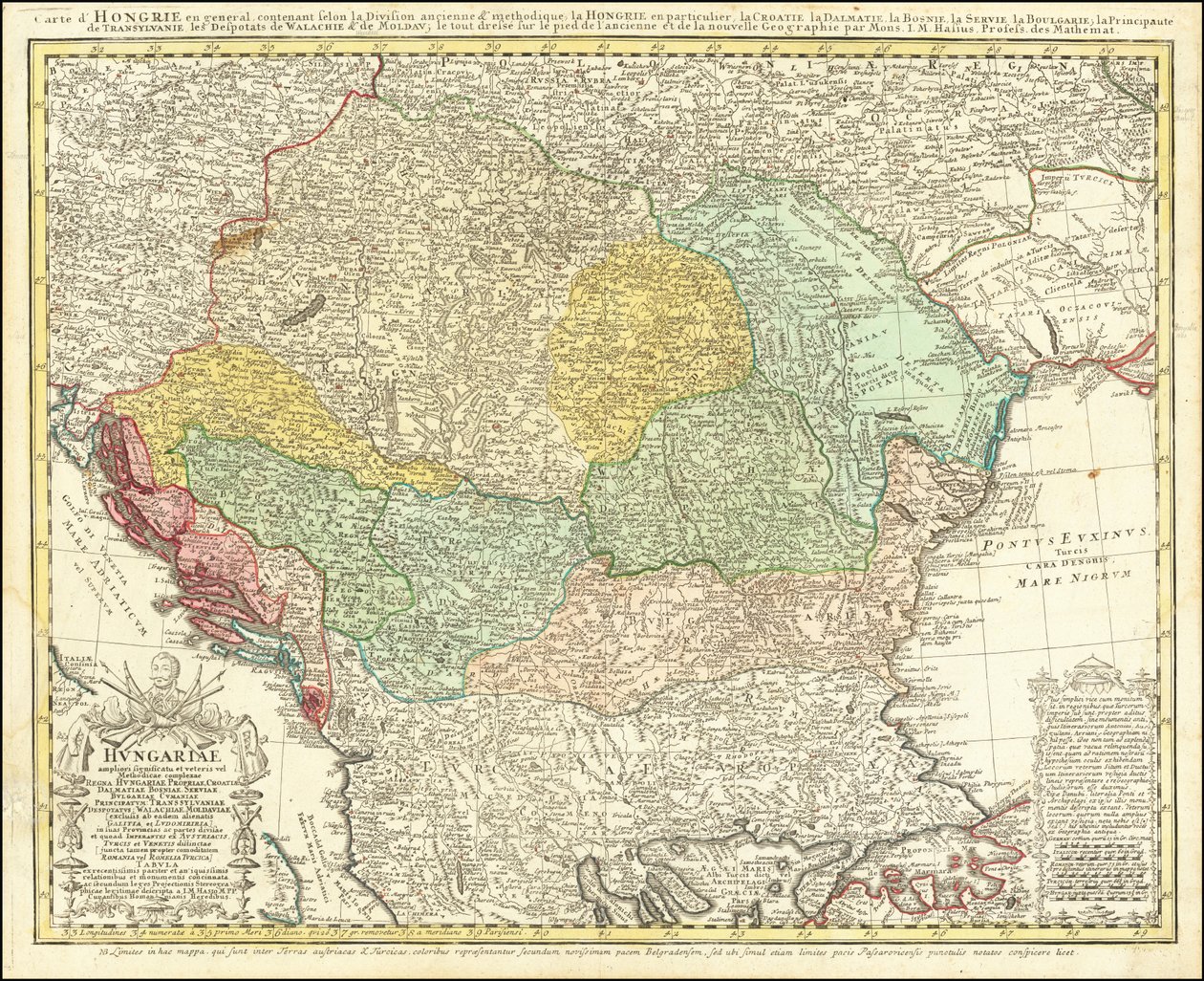 Carte de la péninsule balkanique de 1744 centrée sur le royaume de Hongrie par Johann Matthias Hase - Johann Matthias Hase