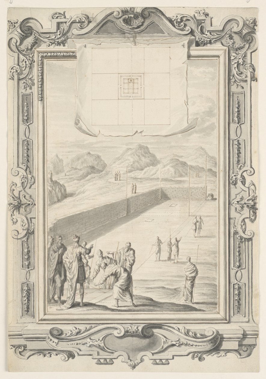 Étude pour le premier plan du temple de Salomon, planche 420, Physica Sacra - Johann Melchior Füssli