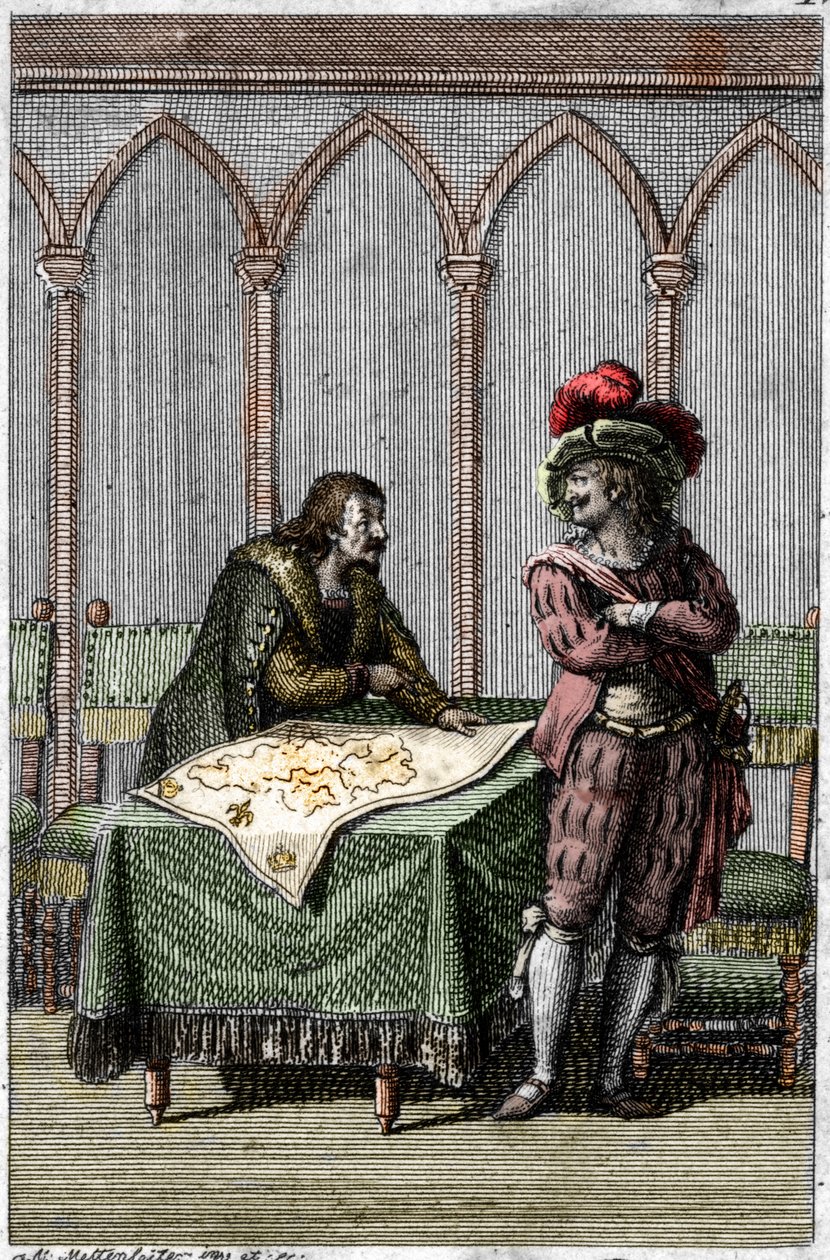 Empereur Albert Ier de Habsbourg (1255-1308) étudiant la carte de France lors du conflit entre le pape Boniface VIII et le roi Philippe IV de France - Johann Michael Mettenleiter