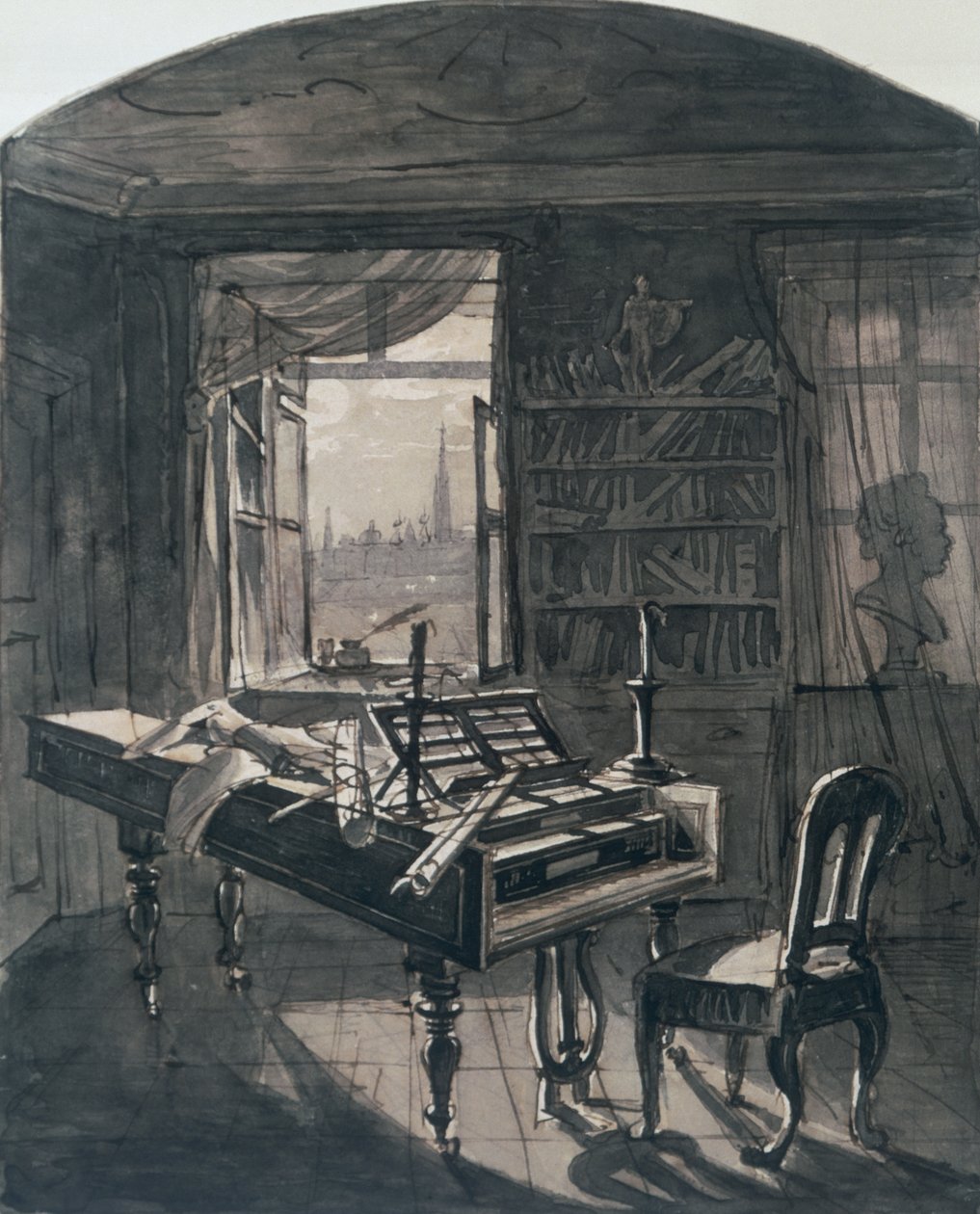 Chambre de Beethoven au moment de sa mort, 1827 - Johann Nepomuk Hoechle