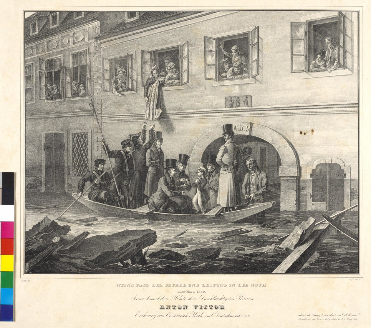 De Vienne jour du danger, et sauvetage dans le Noth le 2 mars 1830 - Johann Nepomuk Hoechle