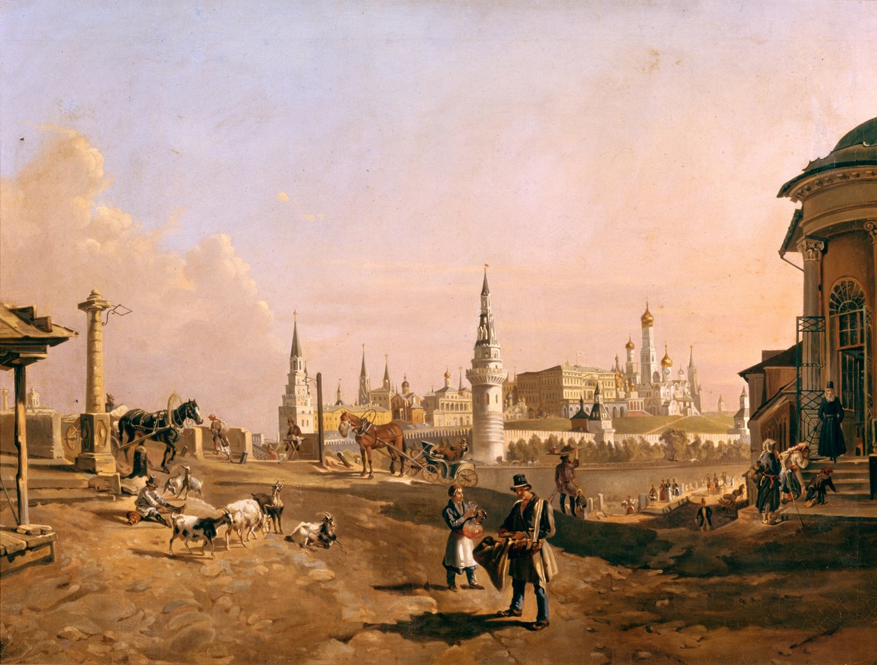 Vue du pont Bolchoï Kamenny et du Kremlin depuis Zamoskvorechye, 1837 - Johann Nepomuk Rauch
