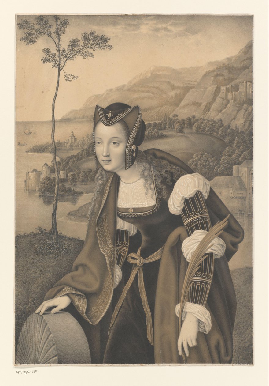 Sainte Christine avec une meule dans un paysage - Johann Nepomuk Strixner