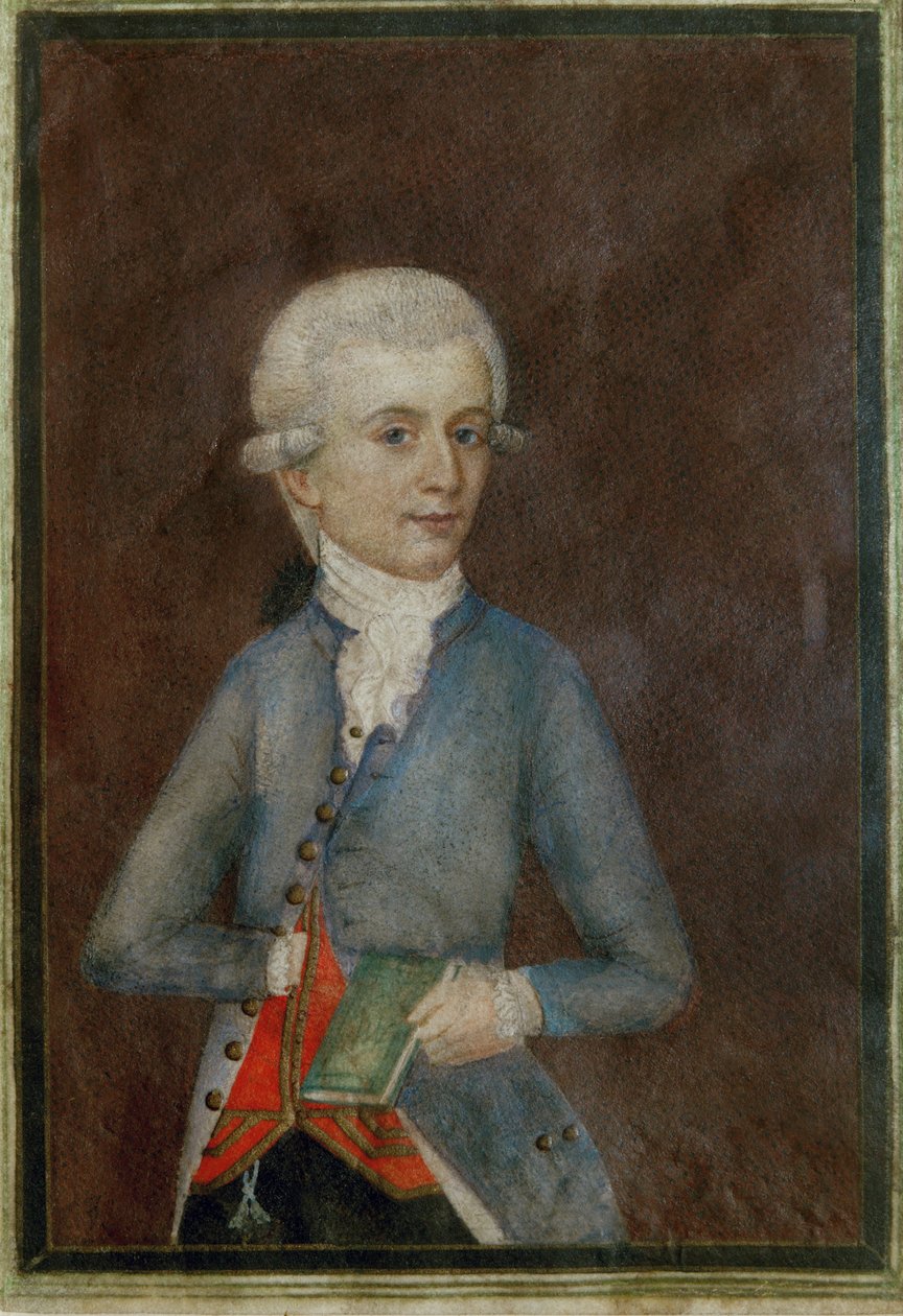 Wolfgang Amadeus Mozart (ca ... (gouache sur parchemin) - Johann Nepomuk della Croce