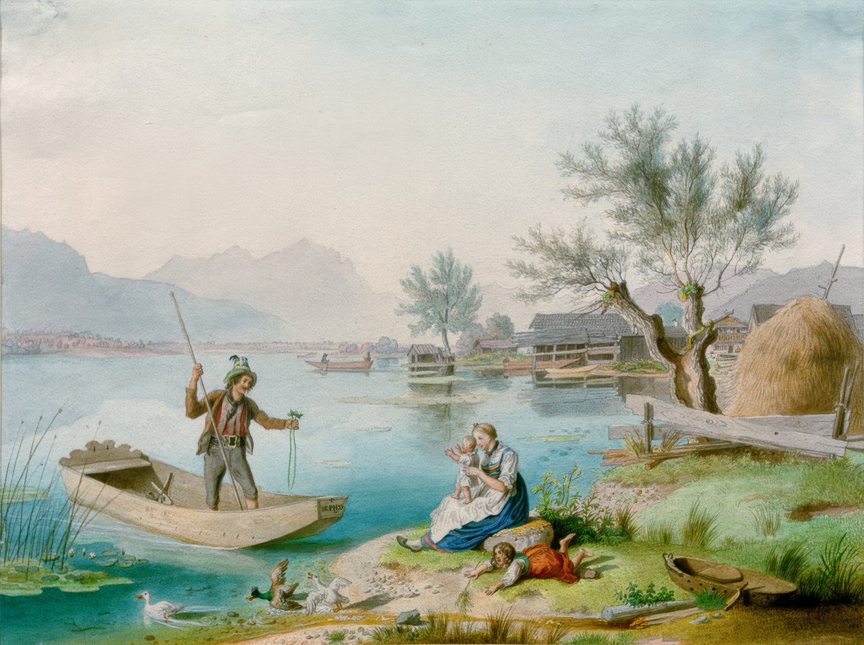 Famille de pêcheurs au Chiemsee - Johann Philipp Heinel
