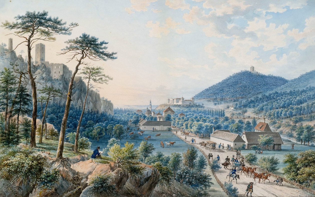 Vue du palais de Weilburg à Baden près de Vienne - Johann Raulino