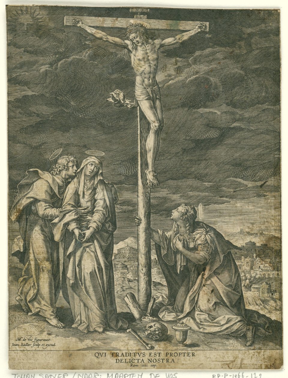 Christ en croix, avec Marie, Jean et Marie Madeleine - Johann Sadeler (I)
