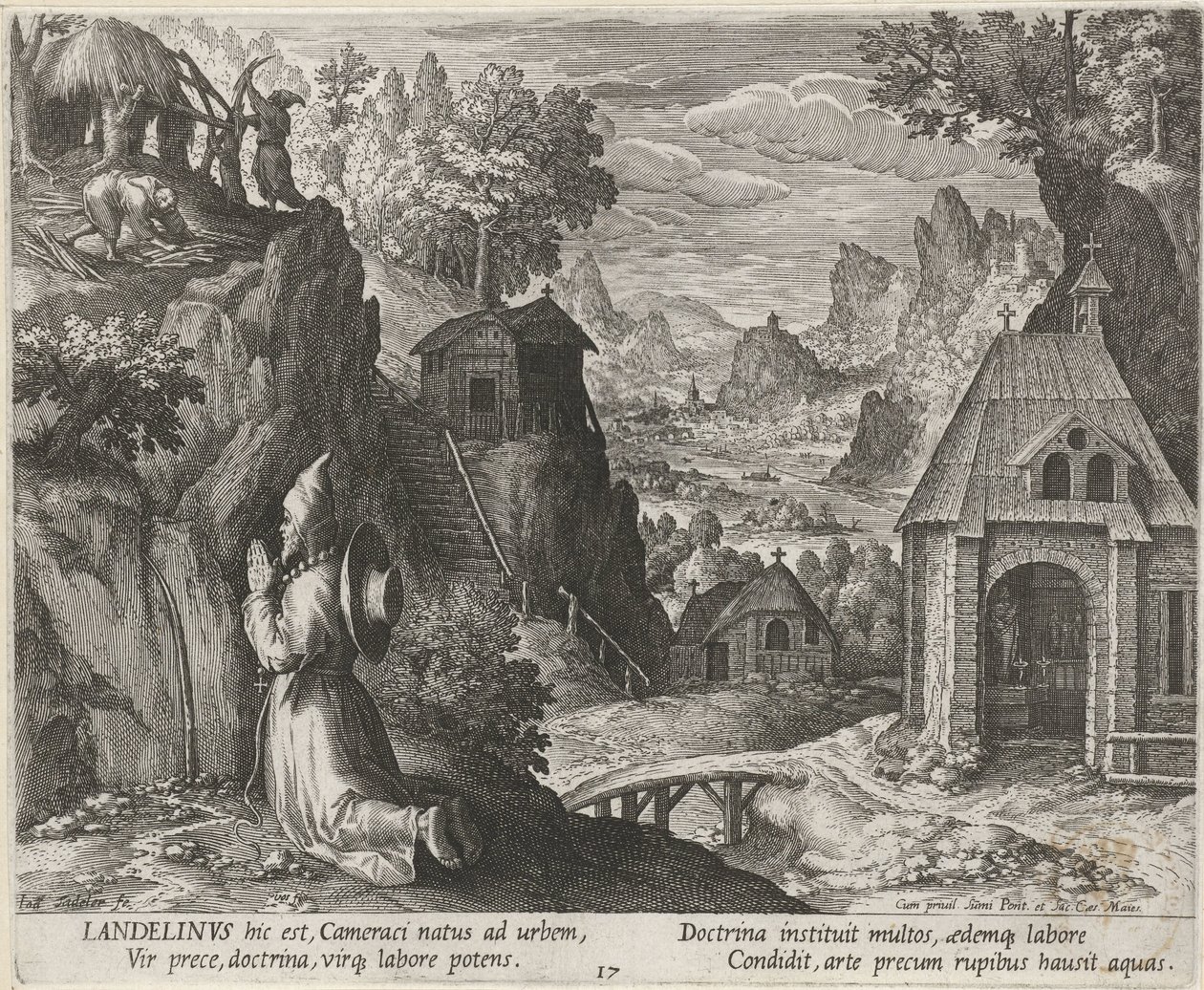 Saint Landelin en ermite (Kluizenaars, Oraculum Anachoreticum) - Johann Sadeler (I)