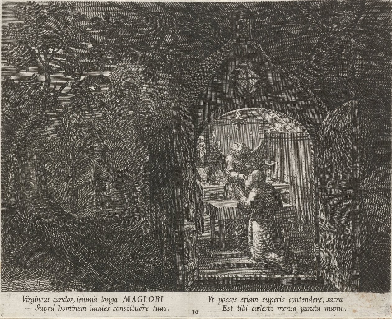 Saint Maglor en ermite - Johann Sadeler (I)