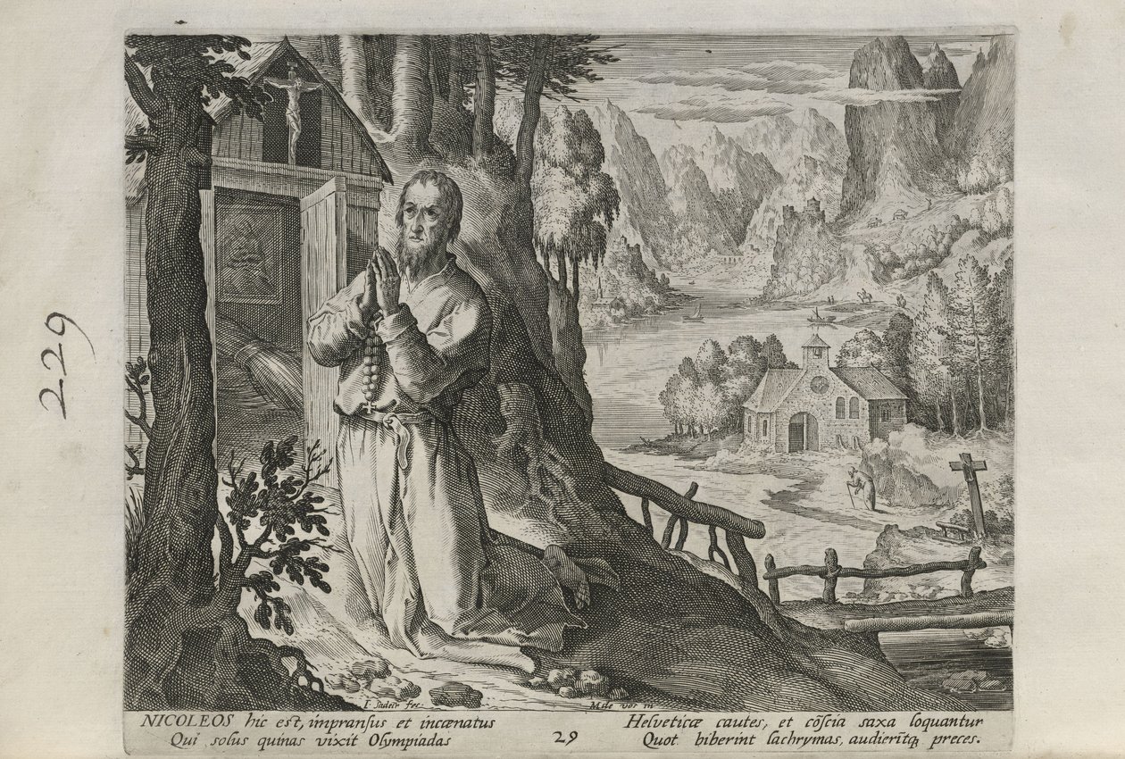 Nicoleos, planche 29 sur 30 de la série Sylvae Sacrae (Ermites dans des paysages) - Johann Sadeler I